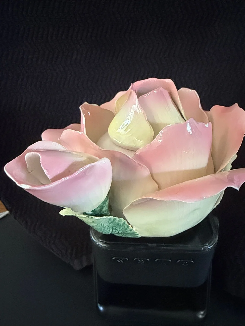 Handcrafted Pink and Cream Porcelain Flower Teapot w/Lid